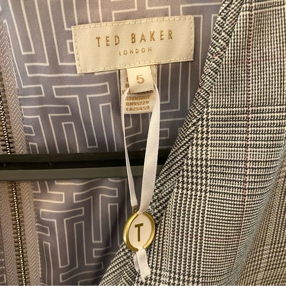 NWOT~TED BAKER Women Gray Plaid V-Neck Sleeveless Career Party Dress Size 5-12US - Picture 7 of 9